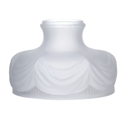 Frosted glass lantern shade with a draped scallop design, crafted for vintage kerosene lamps, perfect for lamps & lighting, emergency supplies, and parts collections.