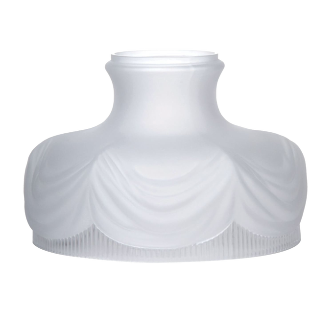 Frosted glass lantern shade with a draped scallop design, crafted for vintage kerosene lamps, perfect for lamps & lighting, emergency supplies, and parts collections.