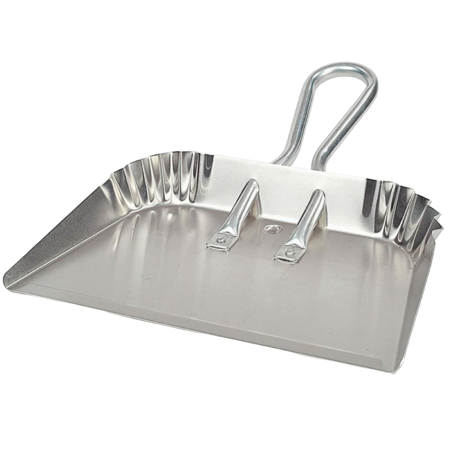 Lightweight rustproof aluminum dustpan featuring reinforced corners and hanging loops, designed for household cleaning and included in Home & Decor, USA Made, and Best Sellers collections.