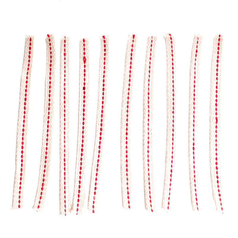 Set of handcrafted flat cotton wicks with red stitching, designed for use in oil lamps, ideal for Farm, Garden & Tool, Lamps & Lighting, Emergency Supplies, and Parts and Accessories collections.
