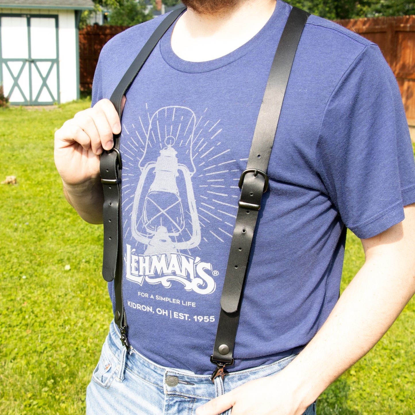 Amish-Made Leather Suspenders with Trigger Snaps