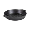 12-inch cast iron grilling basket with dual handles and perforated base for even heat distribution, handcrafted for Kitchen & Food, Cookware, Cast Iron, and Grilling collections.