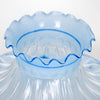Close-up of a handcrafted blue glass oil lamp shade with ruffled edges, designed to soften light, featured in Lamps & Lighting, Parts and Accessories, Lamp Shades, and Best Sellers collections.