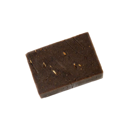 Handcrafted dark brown natural soap bar infused with essential oils and herbal extracts, designed for relief from poison ivy and oak irritations, featured in Health & Wellness and USA Made collections.