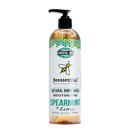 Handcrafted natural body wash with moisturizing spearmint and lime scent, sulfate-free and made in USA, featured in Health & Wellness, Grooming and Personal Hygiene, Soaps, USA Made, Best Sellers, and Promo Eligible collections.