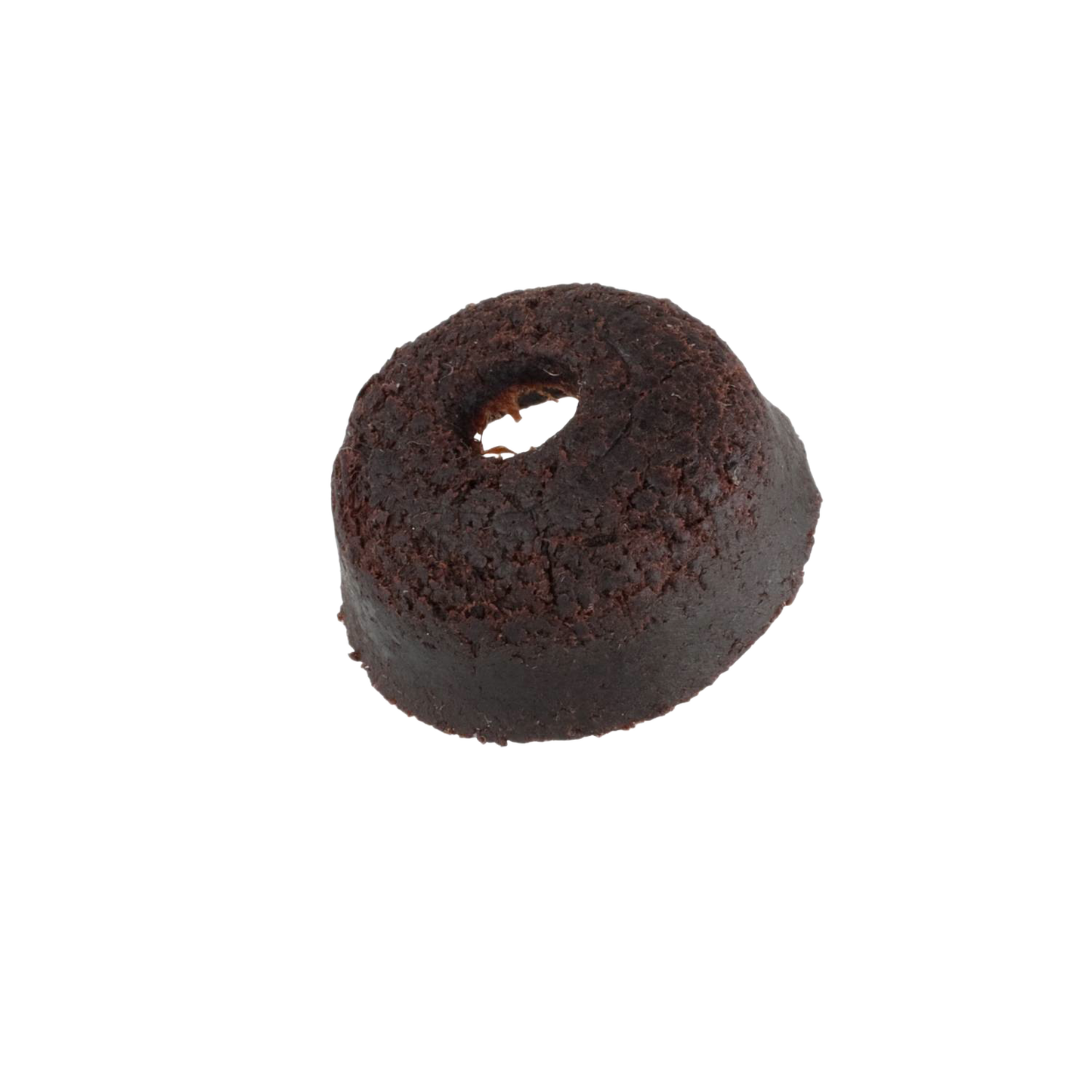 Dark brown leather washer for pump piston with a smooth, rounded shape and central hole, suitable for use in lamps and lighting parts and accessories collections.