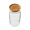 Handcrafted acacia wood lid with Ball logo fitting wide mouth jar, providing an airtight seal ideal for Kitchen & Food, Storage and Serving, Best Sellers, and Promo Eligible collections.