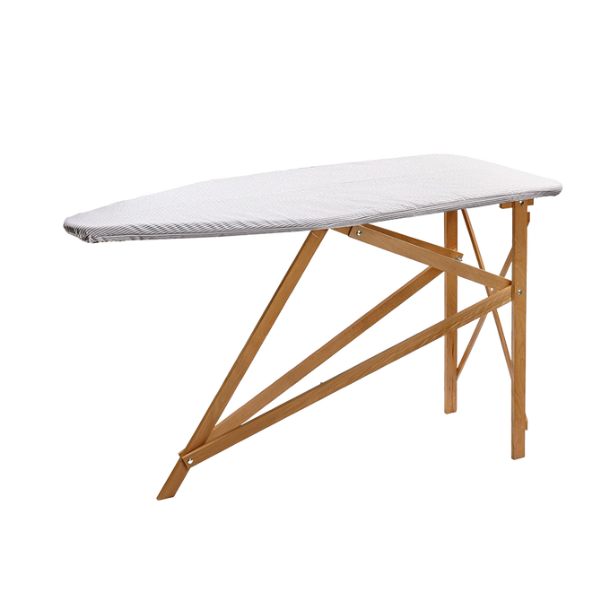 Sturdy ironing board featuring a handcrafted wooden frame made from maple and birch, designed for durability and reliability in Home & Decor, Laundry Supplies, and USA Made collections.
