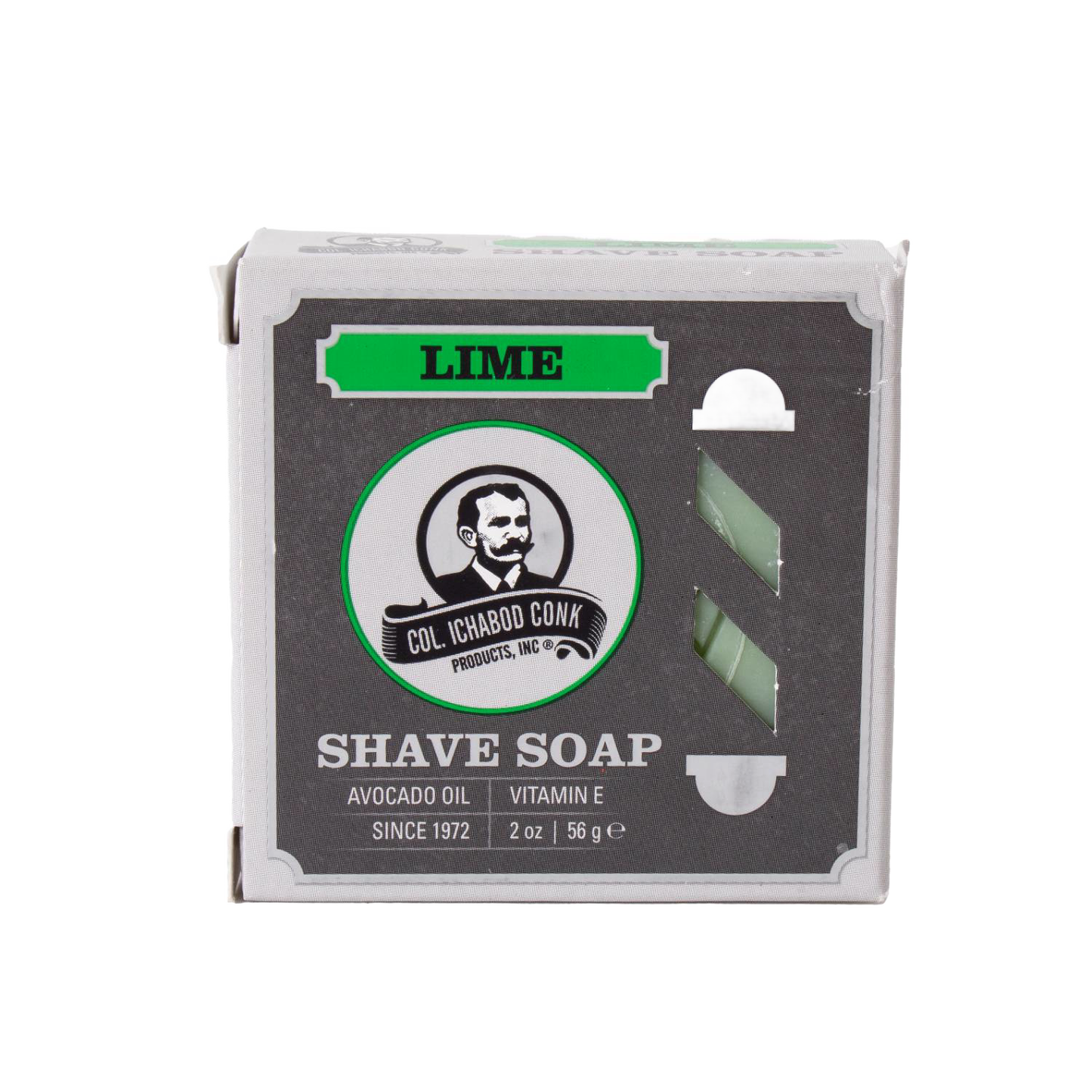 Handcrafted lime shaving soap bar with avocado oil and vitamin E in eco-friendly packaging, perfect for grooming in Health & Wellness, USA Made, Best Sellers, and Promo Eligible collections.
