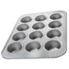 Durable non-stick muffin pan with 12 cups featuring a fluted design for even heating, handcrafted in the USA, ideal for baking, Kitchen & Food, and Cookware collections.