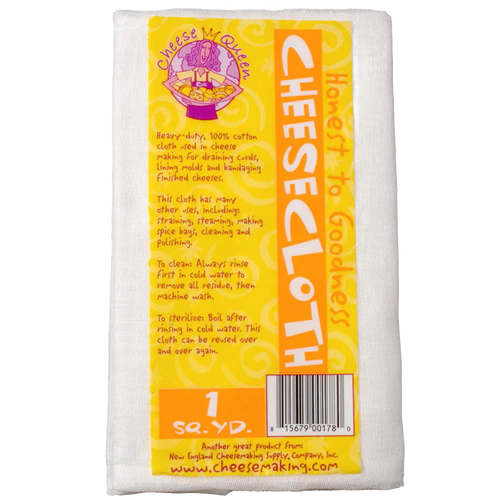 Heavy-duty 100% cotton cheesecloth for draining curds and lining molds, suitable for specialty equipment, DIY cheese and yogurt, kitchen & food, best sellers, and promo eligible collections.