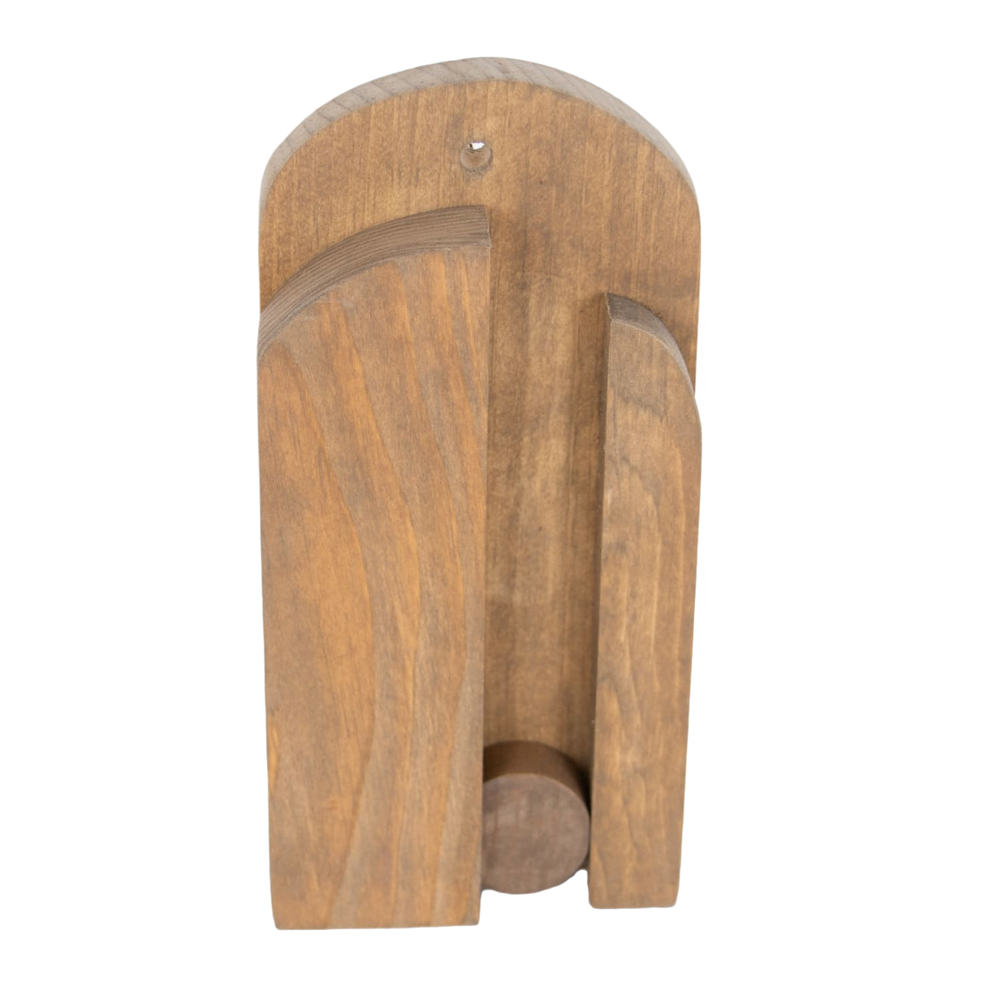 Handcrafted wooden wall-mounted broom holder with a sliding ball mechanism, made in the USA by Amish artisans, ideal for Home & Decor and Household Helpers collections.
