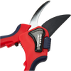Large bypass pruning shears with ergonomic red and blue handles, sharp curved carbon steel blades, and a locking mechanism, ideal for Farm, Garden & Tool and Lawncare collections.
