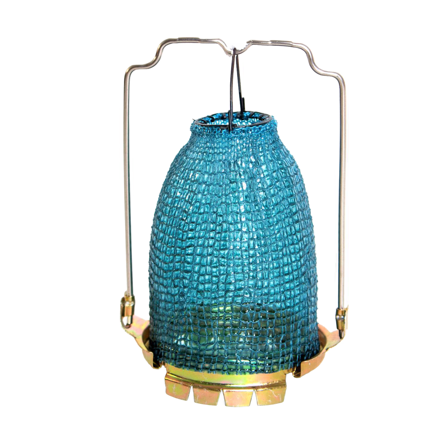 Blue mesh lamp mantle with wire frame and brass base, designed for enhanced, clean illumination in common Aladdin lamps, featured in Lamps & Lighting, Parts and Accessories, Best Sellers collections.