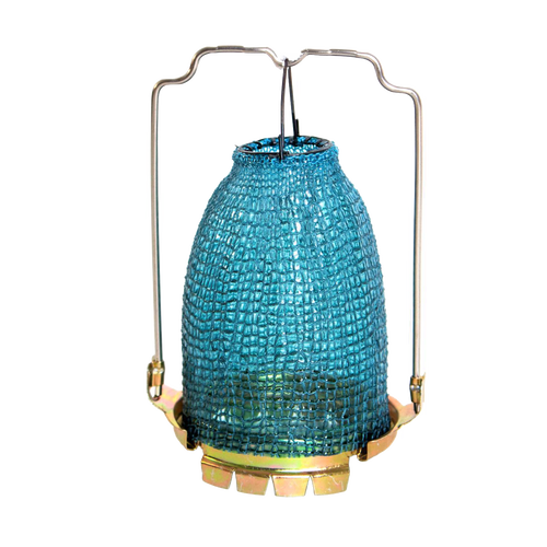 Blue mesh lamp mantle with wire frame and brass base, designed for enhanced, clean illumination in common Aladdin lamps, featured in Lamps & Lighting, Parts and Accessories, Best Sellers collections.