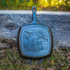 Handcrafted cast iron grill pan with a detailed trout design on the cooking surface, made in USA, ideal for Kitchen & Food, Cast Iron, Grilling, and Best Sellers collections.
