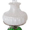 Frosted glass oil lamp shade with decorative embossed pattern and ruffled top edge, designed for durable use with lamps in Lamps & Lighting and Parts and Accessories collections.