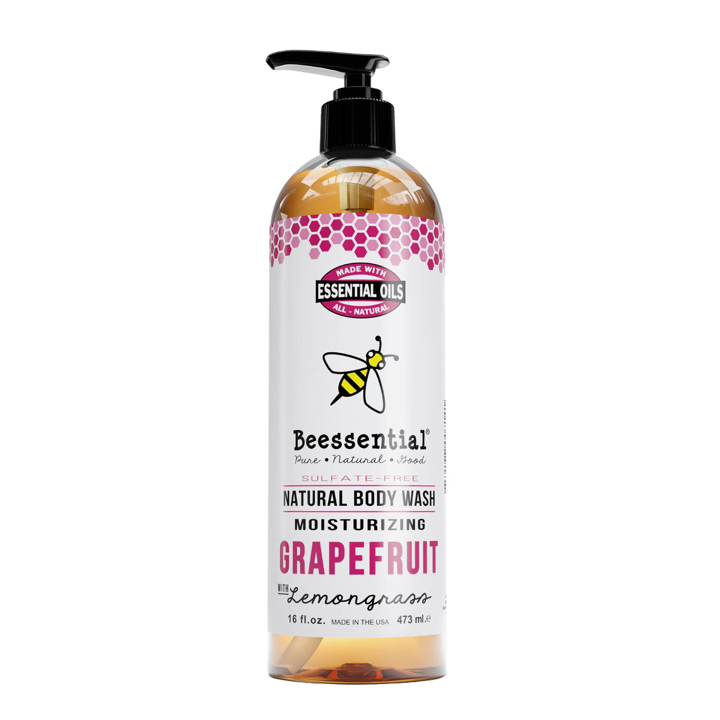 Handcrafted natural body wash in a moisturizing grapefruit and lemongrass scent, free of sulfates, preservatives, and PEG, made in USA, featured in Health & Wellness, Grooming, Soaps, USA Made, and Best Sellers collections.