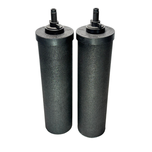 Pair of black synthetic water filter elements designed for Berkey systems, ideal for Appliances, Water Heating and Treatment, and Best Sellers collections.
