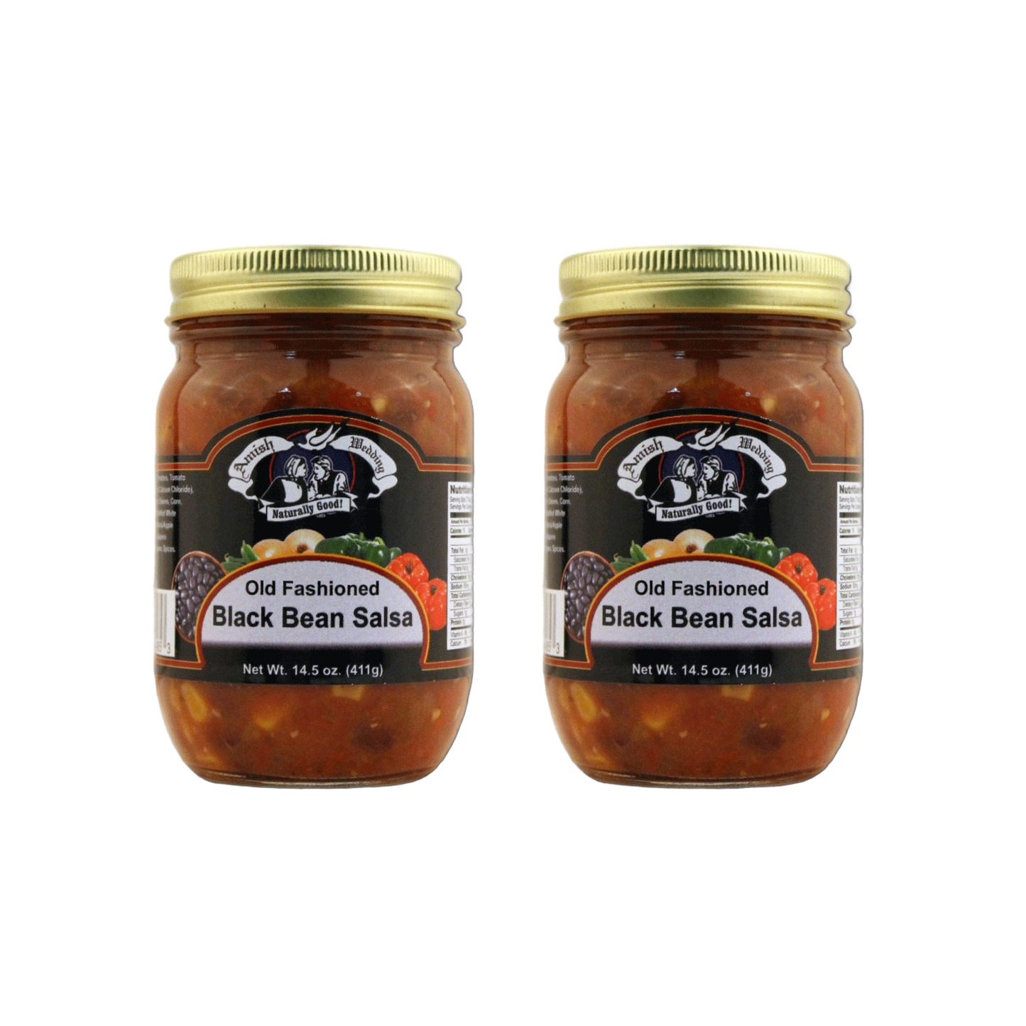 Two 14.5-ounce jars of handcrafted Old Fashioned black bean salsa with thick, chunky texture, made in USA, great for Kitchen & Food, Snacks and Sweets, Pantry, Best Sellers, and Promo Eligible collections.