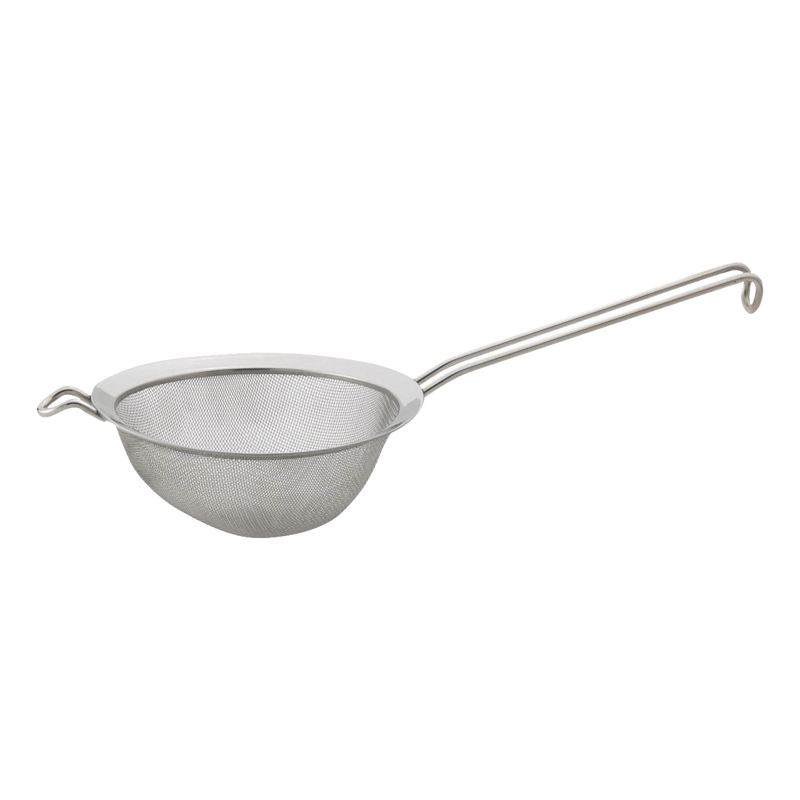 Handcrafted stainless steel fine mesh strainer with helper handle, designed for efficient draining and straining in Kitchen & Food, Kitchen Gadgets, Cooking and Baking Helpers collections.