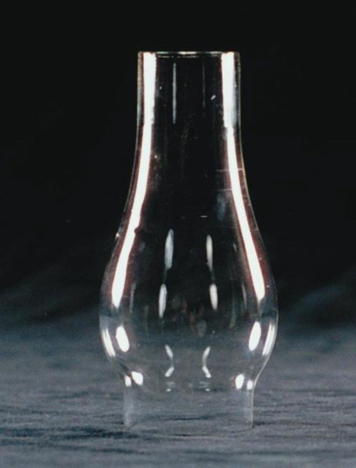 Clear glass oil lamp chimney with a 1 5/8 inch base and curved bulge, part of Lamps & Lighting, Parts and Accessories, Chimneys and Globes, Best Sellers, and Promo Eligible collections.