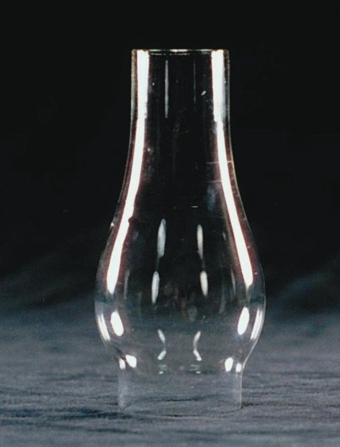 Clear glass oil lamp chimney with a 1 5/8 inch base and curved bulge, part of Lamps & Lighting, Parts and Accessories, Chimneys and Globes, Best Sellers, and Promo Eligible collections.