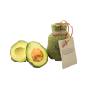 Olive green avocado sock made from 100% natural wool with label, paired with a halved ripe avocado, featured in Kitchen & Food, Kitchen Gadgets, and Best Sellers collections.