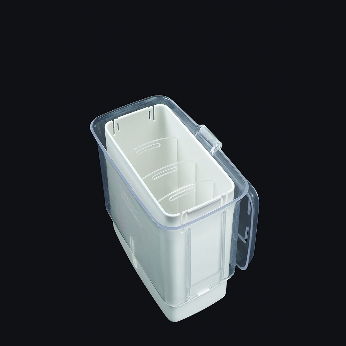 Clear and white container with three removable dividers and a refill window, designed to fit refrigerator doors and keep herbs fresh longer in Kitchen & Food and Kitchen Gadgets collections.