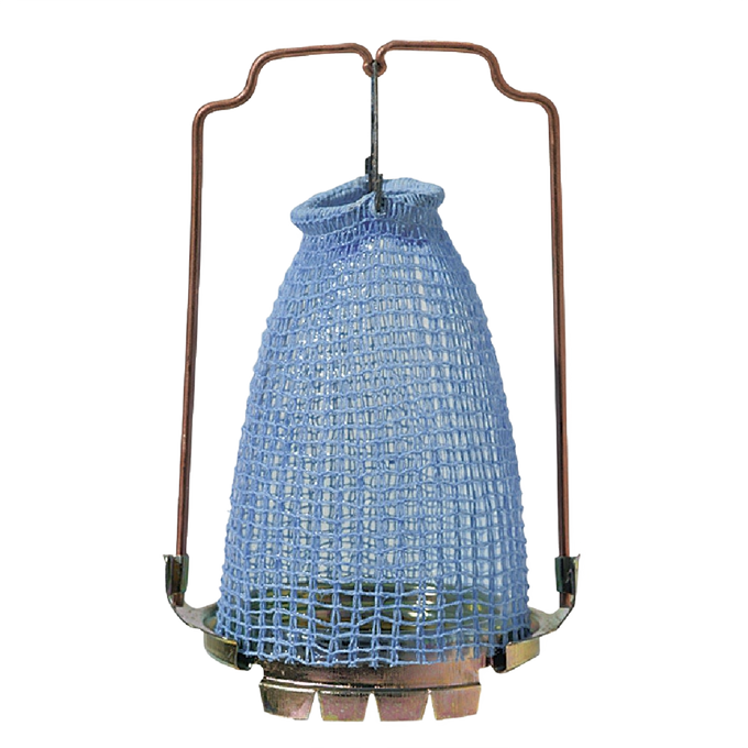 Blue fabric lamp mantle with metal frame and wire supports, designed for enhanced bright and clean lighting, featured in Lamps & Lighting, Parts and Accessories, Wicks and Mantles, Lamp Burners and Collars, Best Sellers, and Promo Eligible collections.