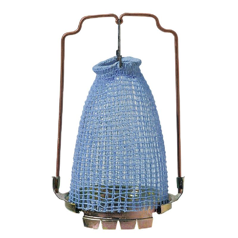 Blue fabric lamp mantle with metal frame and wire supports, designed for enhanced bright and clean lighting, featured in Lamps & Lighting, Parts and Accessories, Wicks and Mantles, Lamp Burners and Collars, Best Sellers, and Promo Eligible collections.