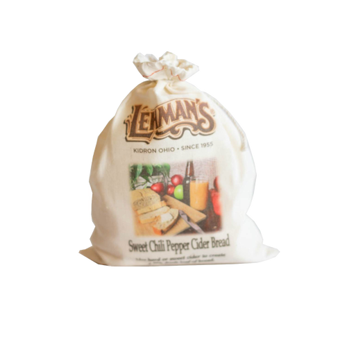 Natural cotton drawstring bag featuring handcrafted Sweet Chili Pepper Cider Bread mix with rustic food imagery, ideal for Kitchen & Food, Pantry, Dry Goods and Mixes, Best Sellers, and Promo Eligible collections.