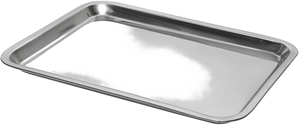 Heavy-duty stainless steel cookie sheet with rust-resistant mirror finish and half-inch edges, ideal for Kitchen & Food, Cookware, Baking Supplies, Holiday Hosting, and Best Sellers collections.