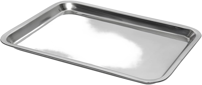 Heavy-duty stainless steel cookie sheet with rust-resistant mirror finish and half-inch edges, ideal for Kitchen & Food, Cookware, Baking Supplies, Holiday Hosting, and Best Sellers collections.