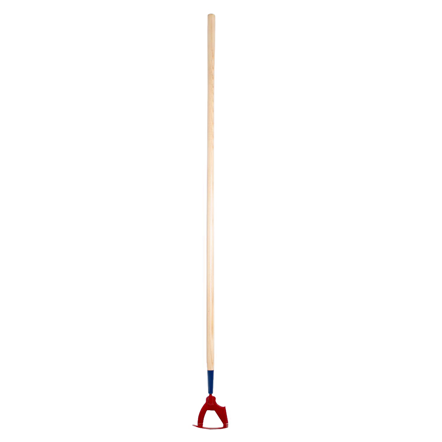 Handcrafted garden hoe with a hardwood handle and hardened spring steel blade, designed for efficient cultivating in farm and garden work, Amish made in the USA.
