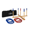 Giant ring toss game set with wooden frame and posts featuring red and blue tossing rings, accompanied by a sturdy black carrying case, ideal for outdoor lawn games in Toys, Books & Games and Best Sellers collections.