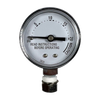 Round pressure gauge with clear dial marked up to 20 psi, featuring a caution label and instructions, designed for safe use in kitchen food preservation and canning applications.