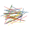 Colorful wooden sticks scattered loosely, handcrafted for classic pick up sticks gameplay, ideal for family fun in Toys, Books & Games, Children’s Toys, and Indoor Play collections.