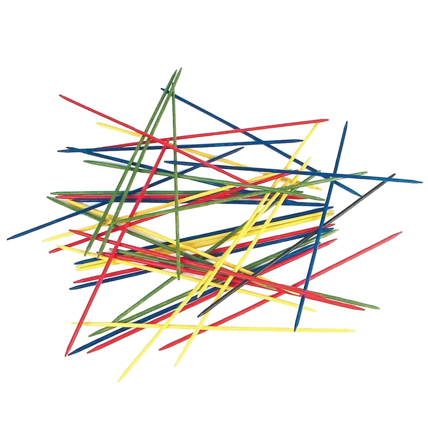 Colorful wooden sticks scattered loosely, handcrafted for classic pick up sticks gameplay, ideal for family fun in Toys, Books & Games, Children’s Toys, and Indoor Play collections.