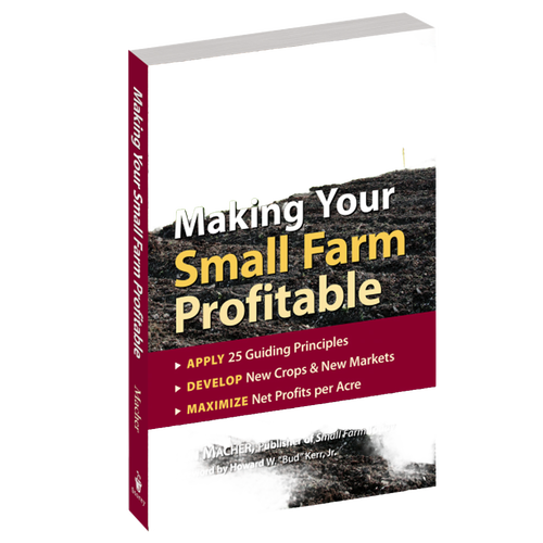 Softcover book titled "Making Your Small Farm Profitable" with a soil background and bullet points on guiding principles, crops, and profit maximization, featured in Toys, Books & Games, Farm and Livestock Books, and Best Sellers collections.