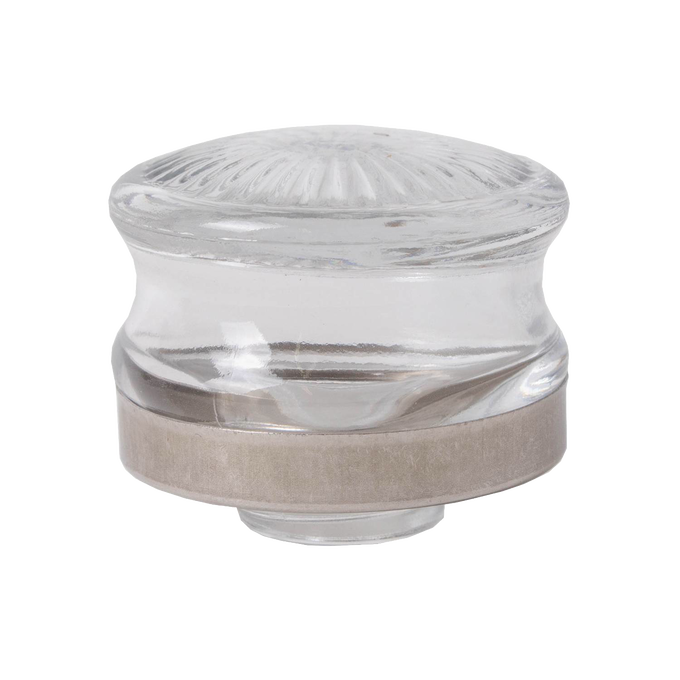Clear glass percolator top with a silver metal band, designed for a secure fit, suitable for brewing coffee and tea, featured in Kitchen & Food and Best Sellers collections.