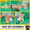 Hands assembling a wooden truck catapult toy with four wheels and yellow foam balls, featured in Toys, Books & Games, Children's Toys, Arts and Crafts, Indoor Play, and Best Sellers collections.