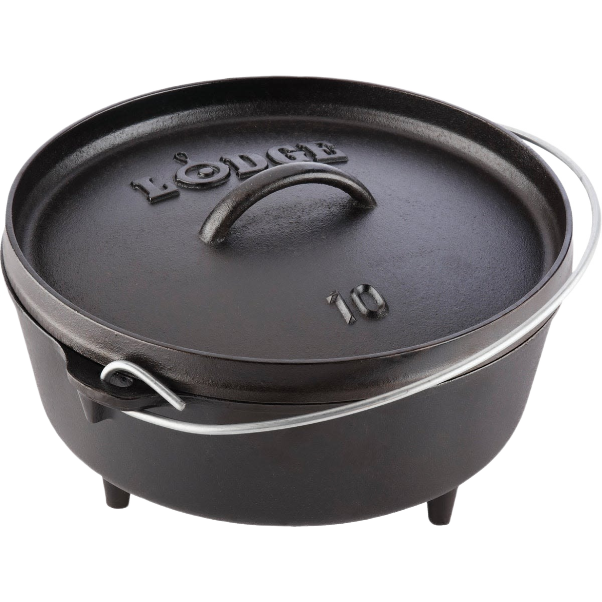 Handcrafted cast iron camp Dutch oven with built-in legs and sturdy metal handle, made in USA for versatile outdoor cooking; featured in Farm, Garden & Tool, Camping, Cast Iron, USA Made, Best Sellers, and Promo Eligible collections.