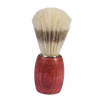 Handcrafted shaving brush featuring soft bristles and a polished red beechwood handle, designed to create a rich lather for a comfortable shave, featured in Health & Wellness, Grooming and Personal Hygiene, Best Sellers, and Promo Eligible collections.