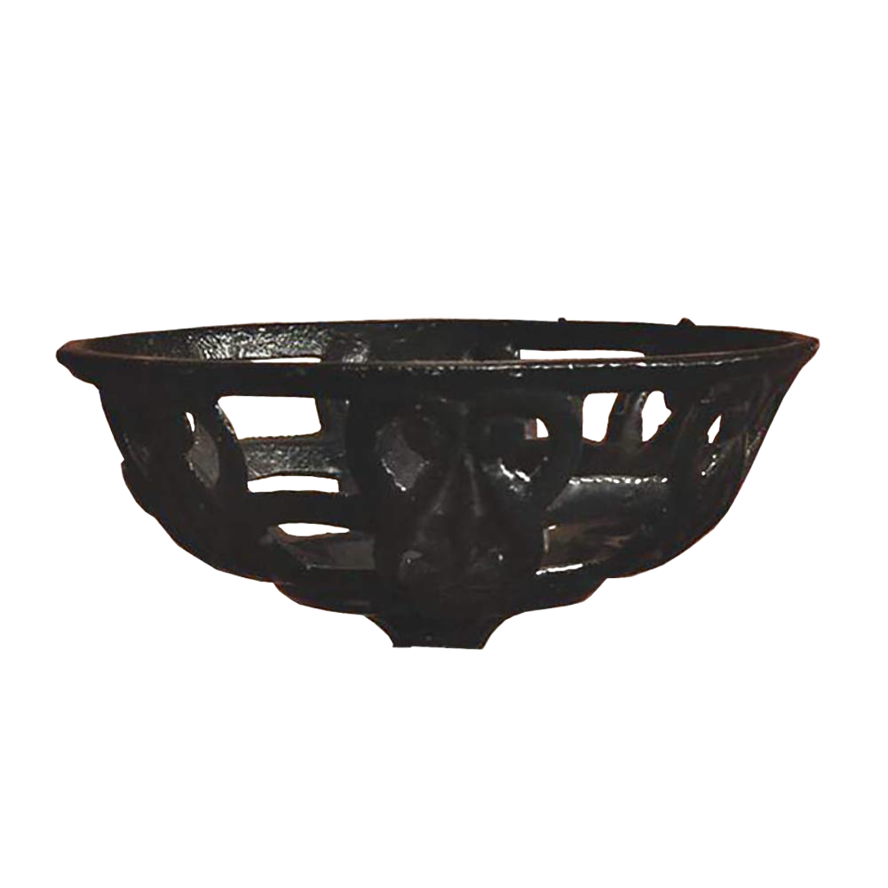 Hand-forged cast iron bracket bowl with a 5-1/4 inch inside diameter and center hole, designed for lamps and lighting parts, featured in best sellers and promo eligible collections.