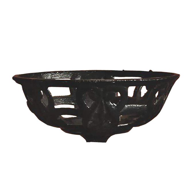 Hand-forged cast iron bracket bowl with a 5-1/4 inch inside diameter and center hole, designed for lamps and lighting parts, featured in best sellers and promo eligible collections.