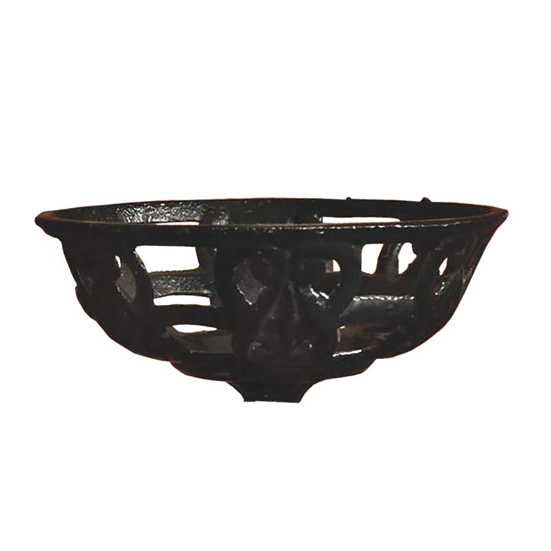 Hand-forged cast iron bracket bowl with a 5-1/4 inch inside diameter and center hole, designed for lamps and lighting parts, featured in best sellers and promo eligible collections.