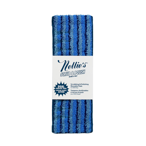 Pair of reusable blue microfiber scrub and polish pads with dual-textured surface for effective cleaning, part of household cleaning and best sellers collections.