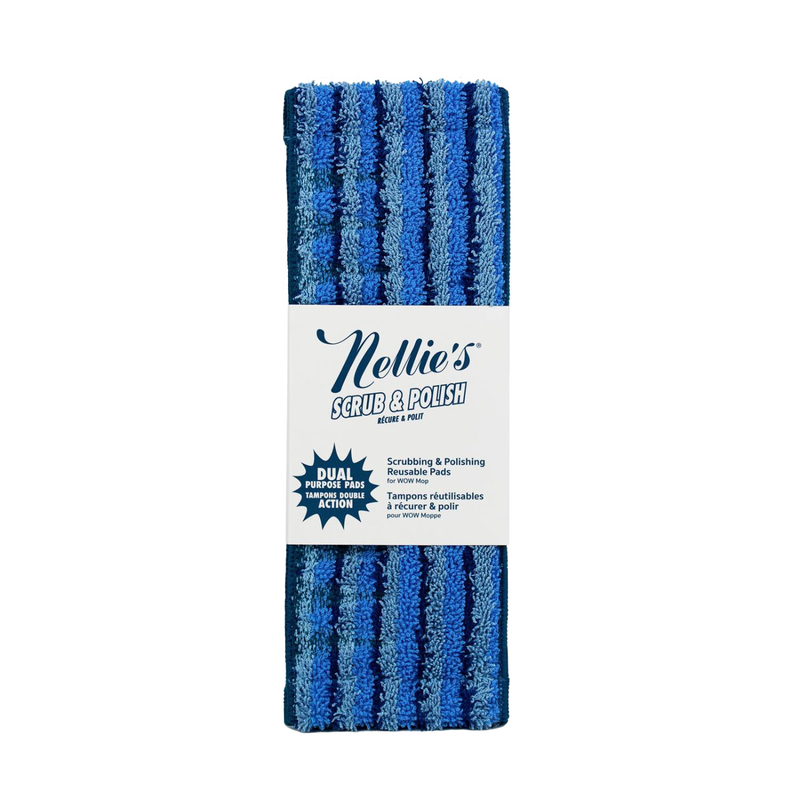 Pair of reusable blue microfiber scrub and polish pads with dual-textured surface for effective cleaning, part of household cleaning and best sellers collections.