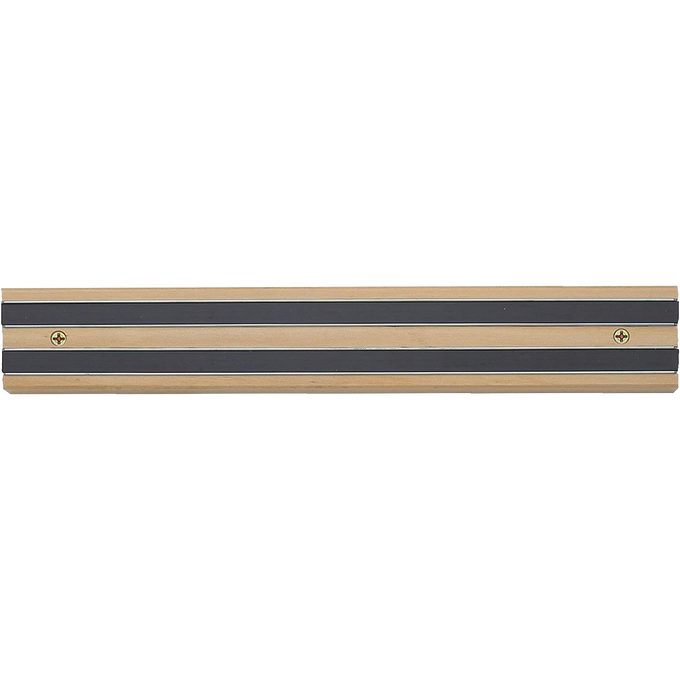 Handcrafted heavy duty hardwood magnetic knife rack with dual magnetic strips mounted with screws, designed to keep knives and tools organized, ideal for Kitchen & Food and Knives & Axes collections.